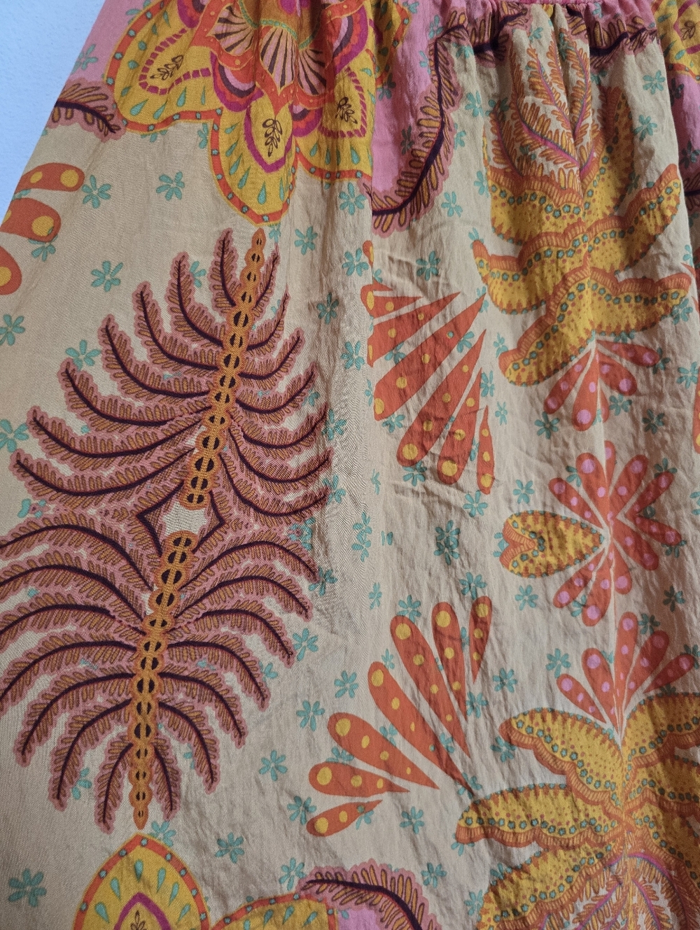 NWOT Calypso St Barth Boho Mandala Print Midi Skirt Coral Peach Size M - Picture 7 of 12